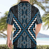 Azure Tukutuku Pattern Aotearoa Hawaiian Shirt Niho Taniwha and Puhoro Motifs LT7 - Polynesian Pride