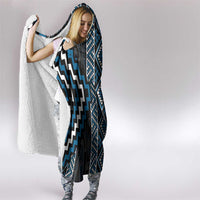 Azure Tukutuku Pattern Aotearoa Hooded Blanket Niho Taniwha and Puhoro Motifs LT7 - Polynesian Pride