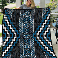 Azure Tukutuku Pattern Aotearoa Quilt Niho Taniwha and Puhoro Motifs