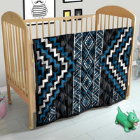 Azure Tukutuku Pattern Aotearoa Quilt Niho Taniwha and Puhoro Motifs