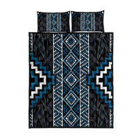 Azure Tukutuku Pattern Aotearoa Quilt Bed Set Niho Taniwha and Puhoro Motifs LT7 - Polynesian Pride