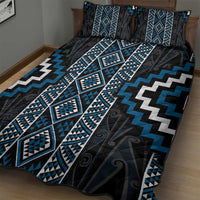 Azure Tukutuku Pattern Aotearoa Quilt Bed Set Niho Taniwha and Puhoro Motifs LT7 - Polynesian Pride