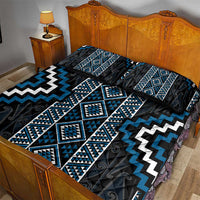 Azure Tukutuku Pattern Aotearoa Quilt Bed Set Niho Taniwha and Puhoro Motifs LT7 - Polynesian Pride
