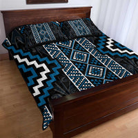 Azure Tukutuku Pattern Aotearoa Quilt Bed Set Niho Taniwha and Puhoro Motifs LT7 - Polynesian Pride