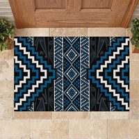Azure Tukutuku Pattern Aotearoa Rubber Doormat Niho Taniwha and Puhoro Motifs LT7 Blue - Polynesian Pride