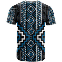 Azure Tukutuku Pattern Aotearoa T Shirt Niho Taniwha and Puhoro Motifs