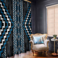 Azure Tukutuku Pattern Aotearoa Window Curtain Niho Taniwha and Puhoro Motifs LT7 - Polynesian Pride