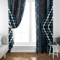 Azure Tukutuku Pattern Aotearoa Window Curtain Niho Taniwha and Puhoro Motifs LT7 - Polynesian Pride