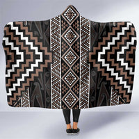 Classic Tukutuku Pattern Aotearoa Hooded Blanket Niho Taniwha and Puhoro Motifs LT7 One Size Brown - Polynesian Pride