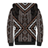 Classic Tukutuku Pattern Aotearoa Sherpa Hoodie Niho Taniwha and Puhoro Motifs LT7 - Polynesian Pride
