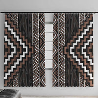 Classic Tukutuku Pattern Aotearoa Window Curtain Niho Taniwha and Puhoro Motifs LT7 With Hooks Brown - Polynesian Pride