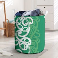 Pounamu Green Maori Laundry Basket Koru Kowhaiwhai LT7 Green - Polynesian Pride