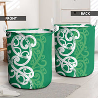 Pounamu Green Maori Laundry Basket Koru Kowhaiwhai LT7 - Polynesian Pride