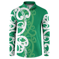 Pounamu Green Maori Button Sweatshirt Koru Kowhaiwhai LT7 Green - Polynesian Pride