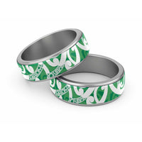 Pounamu Green Maori Classic Ring Koru Kowhaiwhai LT7 Sliver Green - Polynesian Pride