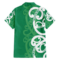 Pounamu Green Maori Family Matching Off The Shoulder Long Sleeve Dress and Hawaiian Shirt Koru Kowhaiwhai - Polynesian Pride