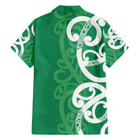 Pounamu Green Maori Family Matching Off Shoulder Maxi Dress and Hawaiian Shirt Koru Kowhaiwhai - Polynesian Pride