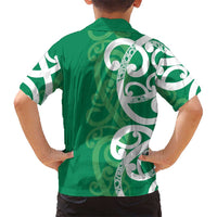 Pounamu Green Maori Kid Hawaiian Shirt Koru Kowhaiwhai LT7 - Polynesian Pride