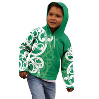 Pounamu Green Maori Kid Hoodie Koru Kowhaiwhai LT7 - Polynesian Pride