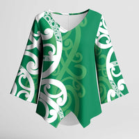 Pounamu Green Maori Kimono Sleeve Blouse Koru Kowhaiwhai LT7 Female Green - Polynesian Pride