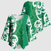 Pounamu Green Maori Kimono Sleeve Blouse Koru Kowhaiwhai LT7 - Polynesian Pride