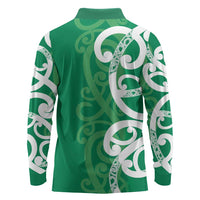 Pounamu Green Maori Long Sleeve Polo Shirt Koru Kowhaiwhai LT7 - Polynesian Pride