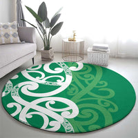 Pounamu Green Maori Round Carpet Koru Kowhaiwhai LT7 - Polynesian Pride