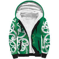Pounamu Green Maori Sherpa Hoodie Koru Kowhaiwhai - Polynesian Pride