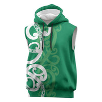Pounamu Green Maori Sleeveless Hoodie Koru Kowhaiwhai LT7 Green - Polynesian Pride