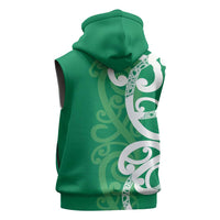 Pounamu Green Maori Sleeveless Hoodie Koru Kowhaiwhai LT7 - Polynesian Pride