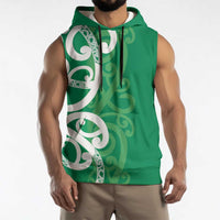 Pounamu Green Maori Sleeveless Hoodie Koru Kowhaiwhai LT7 - Polynesian Pride