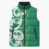 Pounamu Green Maori Sleeveless Puffer Jacket Koru Kowhaiwhai LT7 Unisex Green - Polynesian Pride