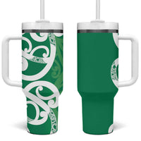 Pounamu Green Maori Tumbler With Handle Koru Kowhaiwhai - Polynesian Pride