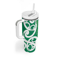 Pounamu Green Maori Tumbler With Handle Koru Kowhaiwhai - Polynesian Pride