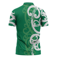 Pounamu Green Maori Zipper Polo Shirt Koru Kowhaiwhai LT7 - Polynesian Pride