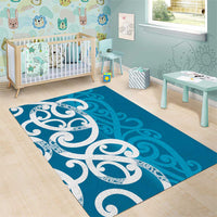 Azure Blue Maori Area Rug Koru Kowhaiwhai - Polynesian Pride