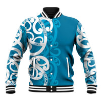 Azure Blue Maori Baseball Jacket Koru Kowhaiwhai LT7 Unisex Blue - Polynesian Pride