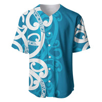 Azure Blue Maori Baseball Jersey Koru Kowhaiwhai LT7 Blue - Polynesian Pride