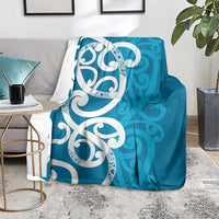 Azure Blue Maori Blanket Koru Kowhaiwhai - Polynesian Pride