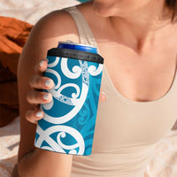 Azure Blue Maori 4 in 1 Can Cooler Tumbler Koru Kowhaiwhai LT7 - Polynesian Pride