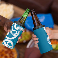 Azure Blue Maori 4 in 1 Can Cooler Tumbler Koru Kowhaiwhai LT7 - Polynesian Pride