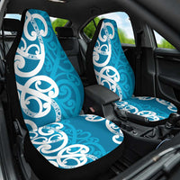 Azure Blue Maori Car Seat Cover Koru Kowhaiwhai LT7 One Size Blue - Polynesian Pride