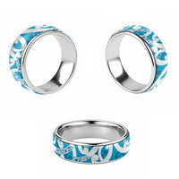 Azure Blue Maori Classic Ring Koru Kowhaiwhai LT7 - Polynesian Pride