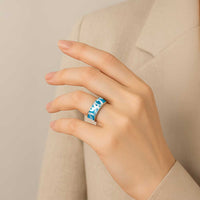 Azure Blue Maori Classic Ring Koru Kowhaiwhai LT7 - Polynesian Pride