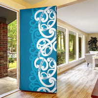 Azure Blue Maori Door Cover Koru Kowhaiwhai LT7 - Polynesian Pride
