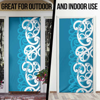 Azure Blue Maori Door Cover Koru Kowhaiwhai LT7 - Polynesian Pride