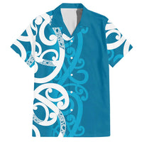 Azure Blue Maori Hawaiian Shirt Koru Kowhaiwhai LT7 Blue - Polynesian Pride