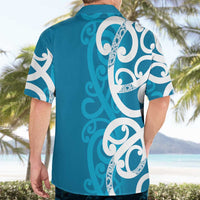 Azure Blue Maori Hawaiian Shirt Koru Kowhaiwhai LT7 - Polynesian Pride