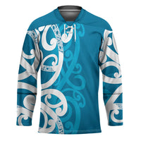 Azure Blue Maori Hockey Jersey Koru Kowhaiwhai LT7 Unisex Blue - Polynesian Pride