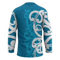 Azure Blue Maori Hockey Jersey Koru Kowhaiwhai LT7 - Polynesian Pride